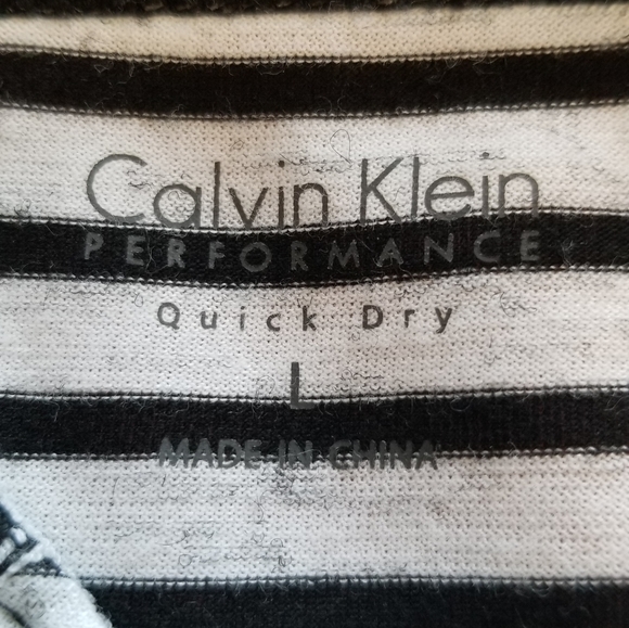 Calvin Klein black white stripe performance top cut out back detail Large - Picture 6 of 7